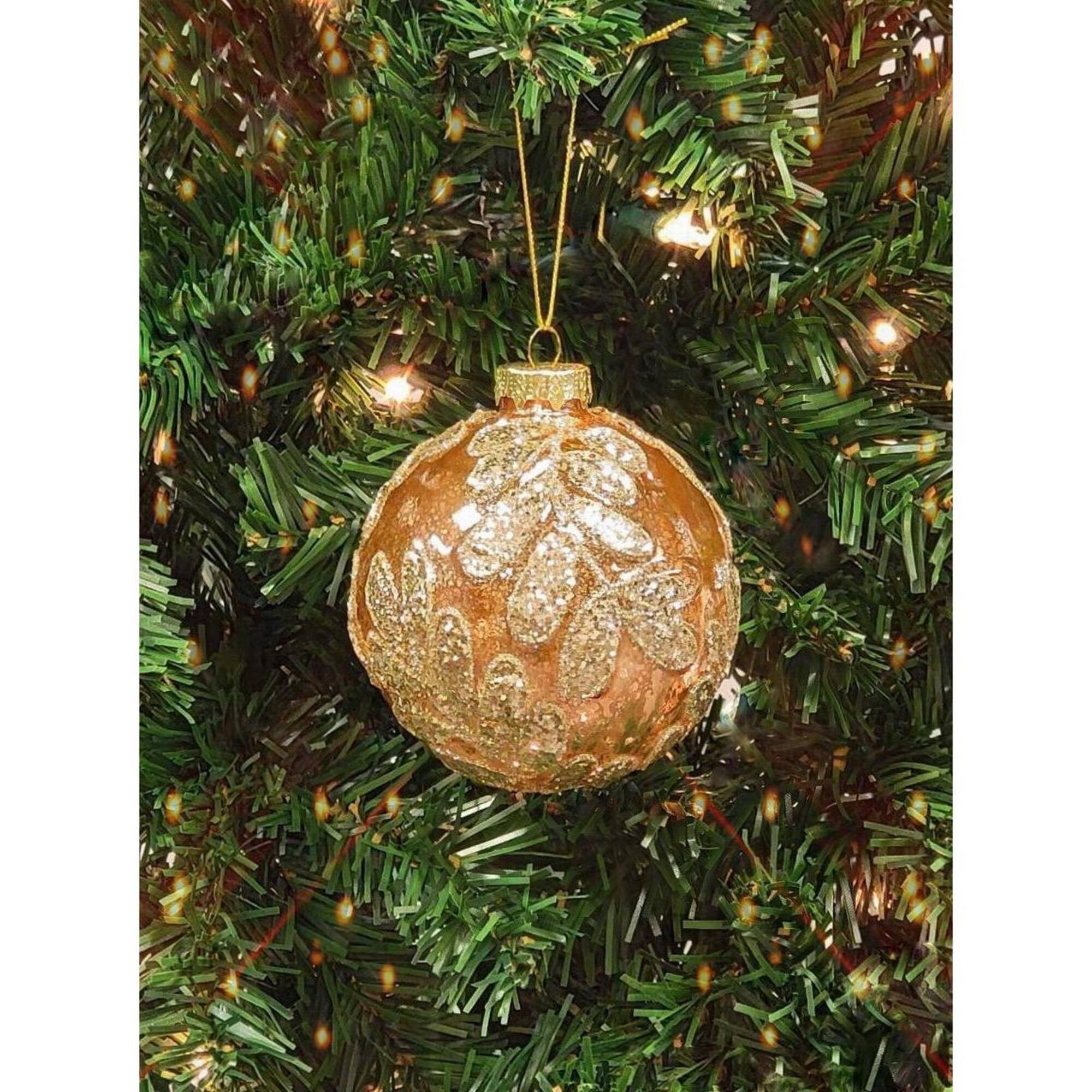 12" Copper Leaf Glass Ball Christmas Ornament